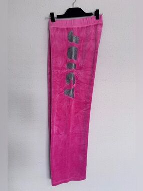Vintage Y2K Juicy Couture Velour Flared Track Pants Size XL Pink USA Wide Leg